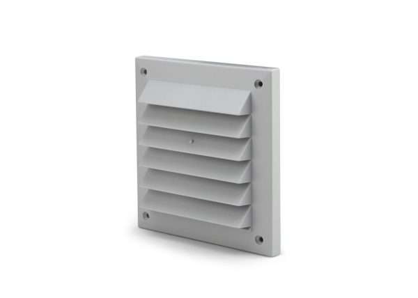 Fresh Grille 150 Grey Timeless plastic grille for exterior wall Grille designed for use on an external wall.
Equipped with recessed screw holes for screw mounting
Equipped with snap fastener for Fresh wall lead-through adapters
Made of UV-resistant engineering plastic in different colours. Free area: 64 cm2