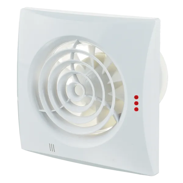 Quite Bathroom fan Q (Quite) is an efficient, energy-efficient and quiet fan for bathrooms, laundry rooms and storage rooms and other areas where moisture and odor can occur. The bathroom fan is a standard fan that is started / stopped with a separate switch (E.g: with bathroom lighting switch). The bathroom fan has an energy efficient engine that only consumes 7.5 W. Equipped with maintenance-free ball bearings with a service life of up to 40,000 hours in continuous operation and with a back damper that prevents air from entering when the fan is out of service. The damper can easily be removed if desired. The motor is equipped with overheat protection. The special vibration damping of the engine gives a very low noise level.
