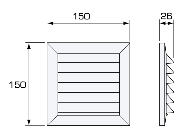 Screen Shot 2020 06 15 at 20.23.00 Timeless plastic grille for exterior wall Grille designed for use on an external wall. Equipped with recessed screw holes for screw mounting Equipped with snap fastener for Fresh wall lead-through adapters Made of UV-resistant engineering plastic in different colours. Free area: 64 cm2
