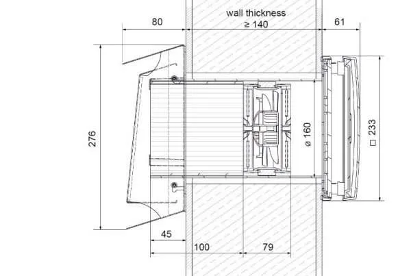 inVENTer Compact JW drawing details For wall thickness 140-280mm Supply clean fresh air to the premises Remove stale extract air from the premises Prevent penetration of excessive humidity and appearance of mould Protect against outdoor noise Reduce the heating costs in winter and air conditioning costs in summer Low energy demand Energetic and compact During the extraction mode it accumulates the heat of the room air. After 70 seconds, the Xenion reversible fan changes its rotating direction and the stored heat is released into the intake air flow. In this way it is possible to save up to 87 % of the rooms’ heat through the ceramic heat accumulator. It is controlled via one of the following system controllers (not include in package and needs to be ordered) sMove s4 (Control up to 4 units) sMove s8 (Control up to 8 units) Components Include in package Inner cover incl. dust filter of class G4 Thermal accumulator inserts (thermal accumulator and inVENTron®) Wall sleeve Exterior closure Options Pollen, micro and activated carbon filter options available Sound and wind protection options available as accessory Maximum capacity - 58 m3/h. (Heat recovery mode 29 m3/h)
Order item, 3-4 weeks