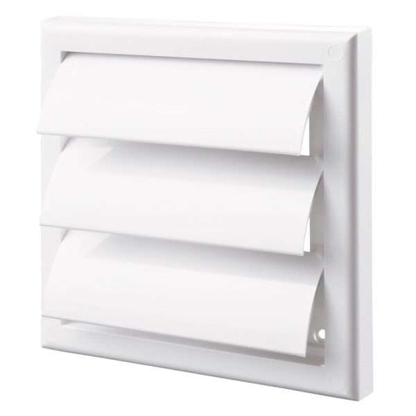 mv100jasa8005 Benefits of ASA plastic products High mechanical toughness and UV-resistance. Heat-ageing resistance. The colours remain bright and clear even after many years of weather exposure. High heat and frost resistance means no deformation and no cracks during outer temperature and humidity drops. Resistant to sulphuric acid, alkali, ammonia, diesel fuel and engine oil, ethanol and ethylene glycol. Air pass - 0.0075 m2. Fitted with a round connecting flange for connection to Ø 100 mm air duct. Decoration of supply and exhaust vents of public, residential and industrial ventilation systems. External wall mounting. Made of quality and durable plastic. Multi-element structure. Fitted with louvre shutters for back flow prevention. White colour (brown and beige can be ordered for project MOQ 100 pce)