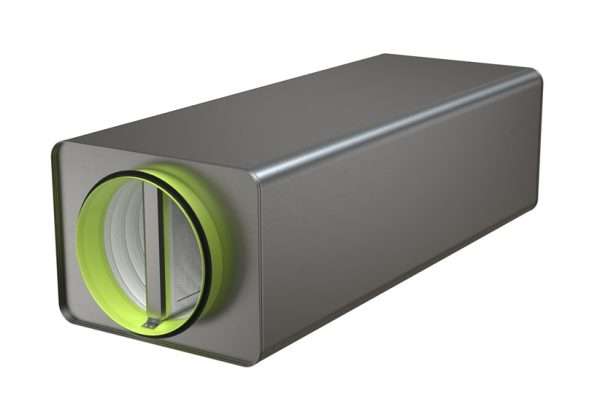 cla b 250 1000 2 Compact sound attenuator for circular ducts A rectangular sound attenuator with circular connection spigots. Unique properties regarding installation height, fire-resistance class, fibre-migration proof design and sound attenuation. Patent-pending self-supporting fibre-migration proof surface lining and end wall solution. Extremely low installation height. Very good sound attenuation Fibre-migration proof Air tightness class D Low pressure drop Included in the MagiCAD database Fire-resistance class EI30 to EI120*
*See the table for requisite safety distance The new CLA is an industrially fabricated product designed for excellent sound attenuation and ease of installation. The standard CLA is made of galvanised sheet steel. The connection spigots are fitted with rubber seal rings. Type-approved to Ductwork leakage class D The fire-resistance class is met by providing adequate safety distance. Specified safety distance in the table refers to evacuating persons or 2.5 kW/m2.